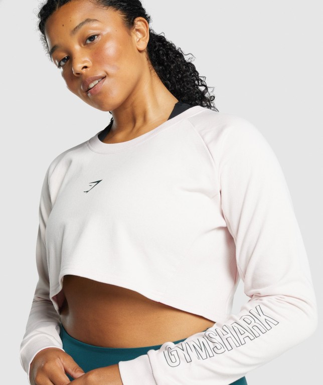 Pullover Gymshark Apollo Graphic Cropped Sueter Mujer Creme | iZLu6GrUt7f