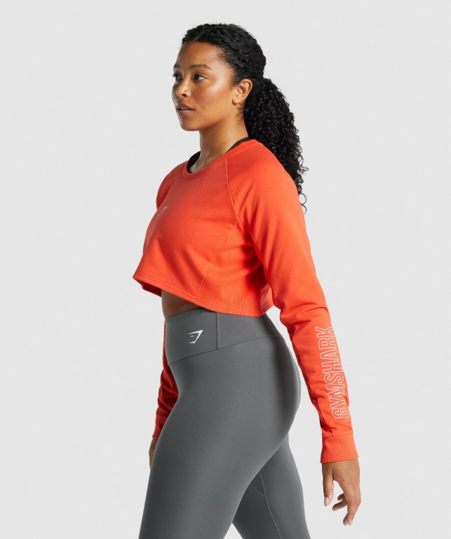 Pullover Gymshark Apollo Graphic Cropped Sueter Mujer Naranjas | ydX9ipLWZIz