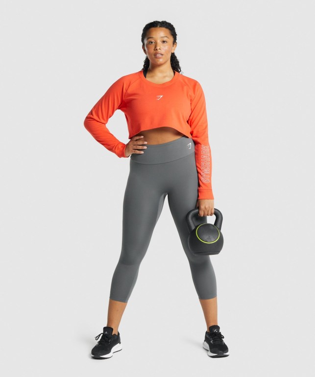 Pullover Gymshark Apollo Graphic Cropped Sueter Mujer Naranjas | ydX9ipLWZIz