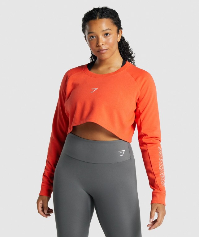 Pullover Gymshark Apollo Graphic Cropped Sueter Mujer Naranjas | ydX9ipLWZIz