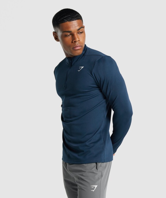 Pullover Gymshark Arrival 1/4 Zip Hombre Azul Marino | DNHCW2tmaXb