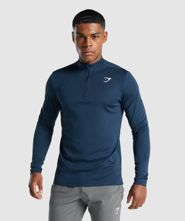 Pullover Gymshark Arrival 1/4 Zip Hombre Azul Marino | DNHCW2tmaXb