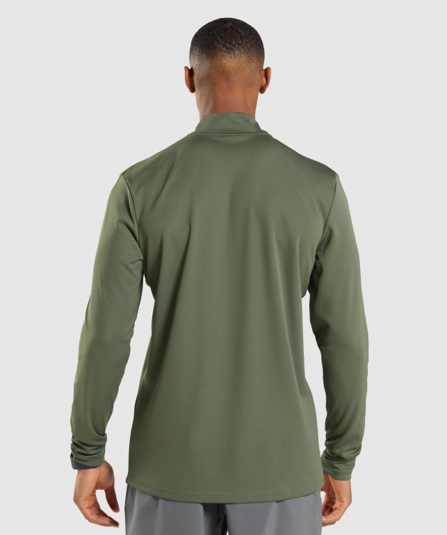 Pullover Gymshark Arrival 1/4 Zip Hombre Verde Oliva | IZdfNb964p8