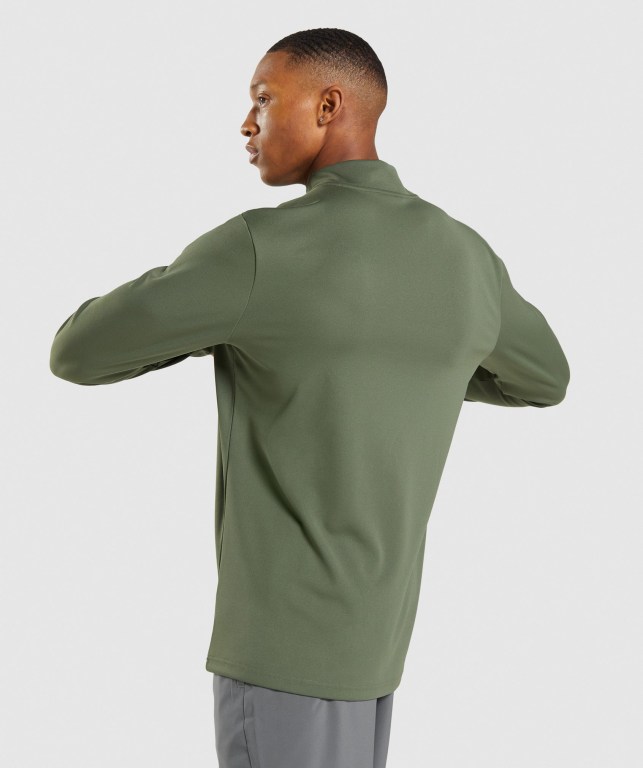 Pullover Gymshark Arrival 1/4 Zip Hombre Verde Oliva | IZdfNb964p8