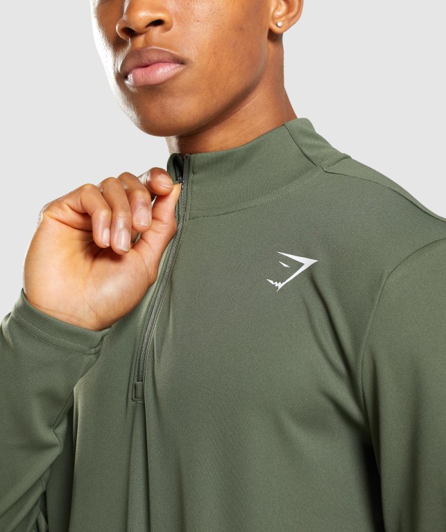 Pullover Gymshark Arrival 1/4 Zip Hombre Verde Oliva | IZdfNb964p8