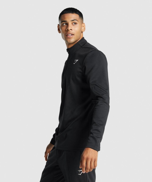 Pullover Gymshark Arrival 1/4 Zip Hombre Negros | LV7TEzpfJkO