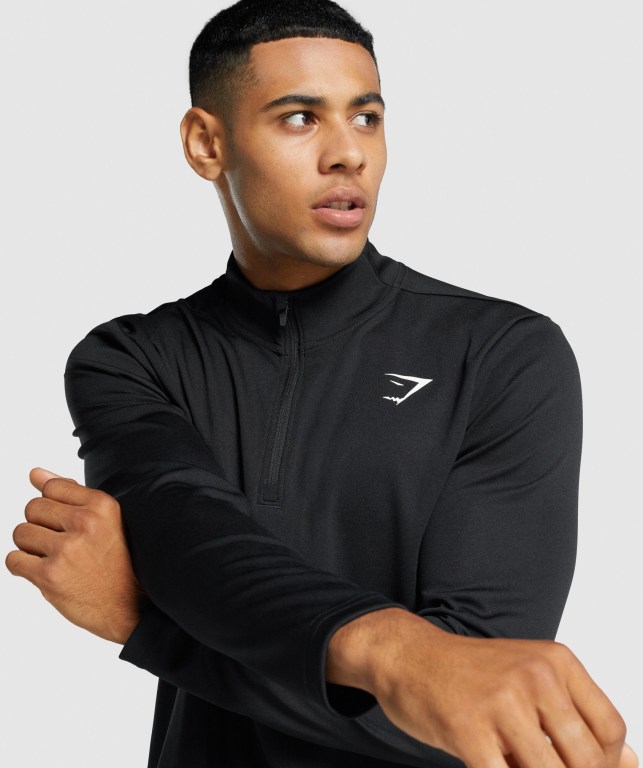 Pullover Gymshark Arrival 1/4 Zip Hombre Negros | LV7TEzpfJkO