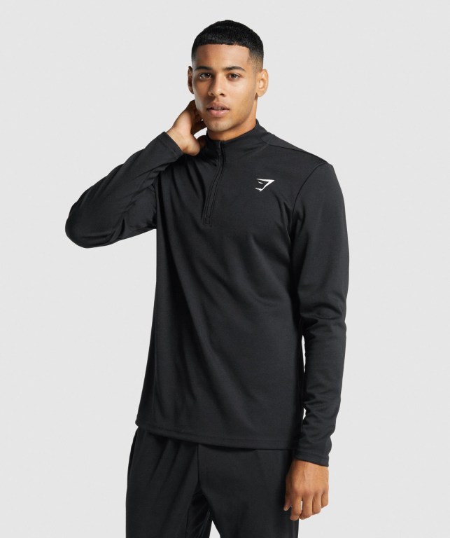 Pullover Gymshark Arrival 1/4 Zip Hombre Negros | LV7TEzpfJkO