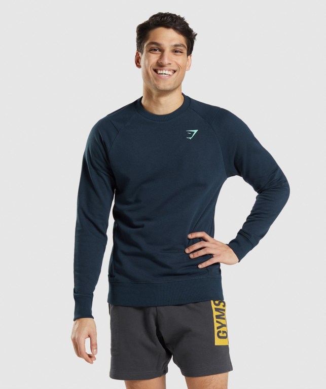 Pullover Gymshark Bold Crew Hombre Azul Marino | kLpIxetsF42