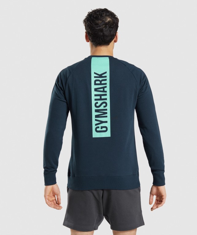 Pullover Gymshark Bold Crew Hombre Azul Marino | kLpIxetsF42