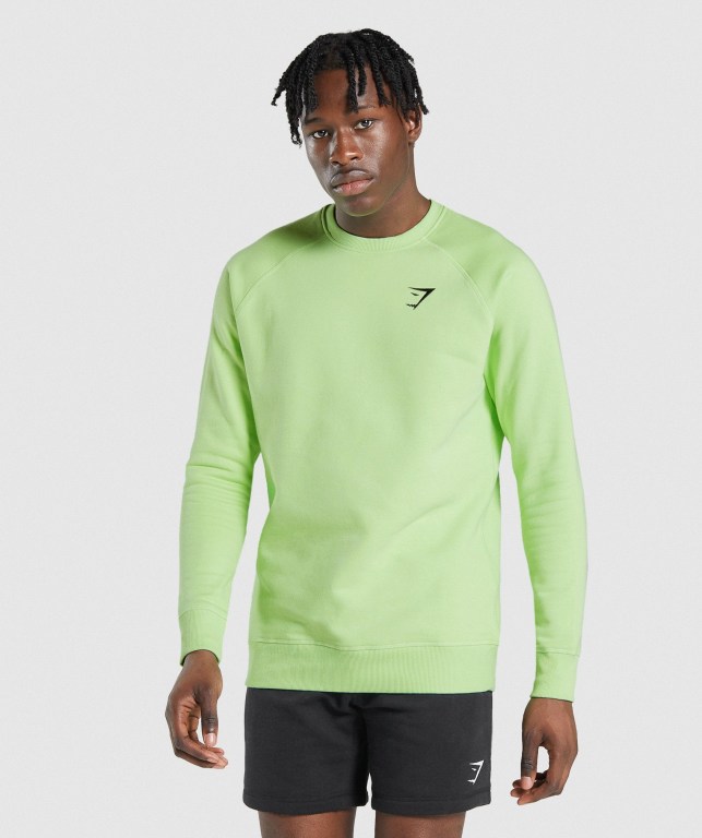 Pullover Gymshark Crest Sweatshirt Hombre Verdes | 2CyycHuxIWH