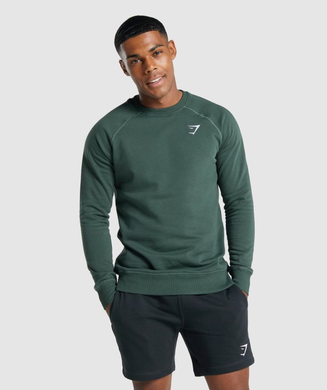 Pullover Gymshark Crest Sweatshirt Hombre Verdes Oscuro | NeoDSYE2u2k