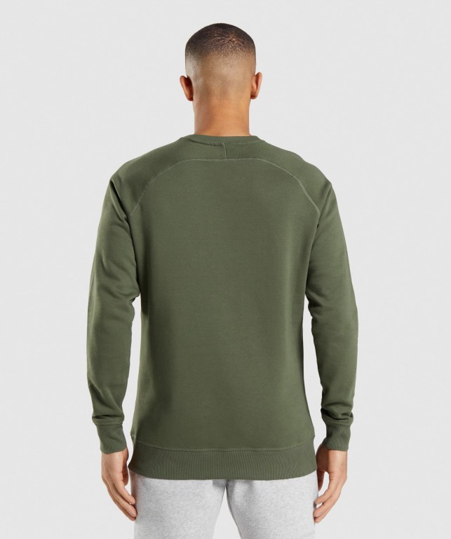 Pullover Gymshark Crest Sweatshirt Hombre Verde Oliva | lIzkCeS3Vyk