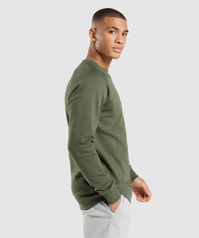 Pullover Gymshark Crest Sweatshirt Hombre Verde Oliva | lIzkCeS3Vyk