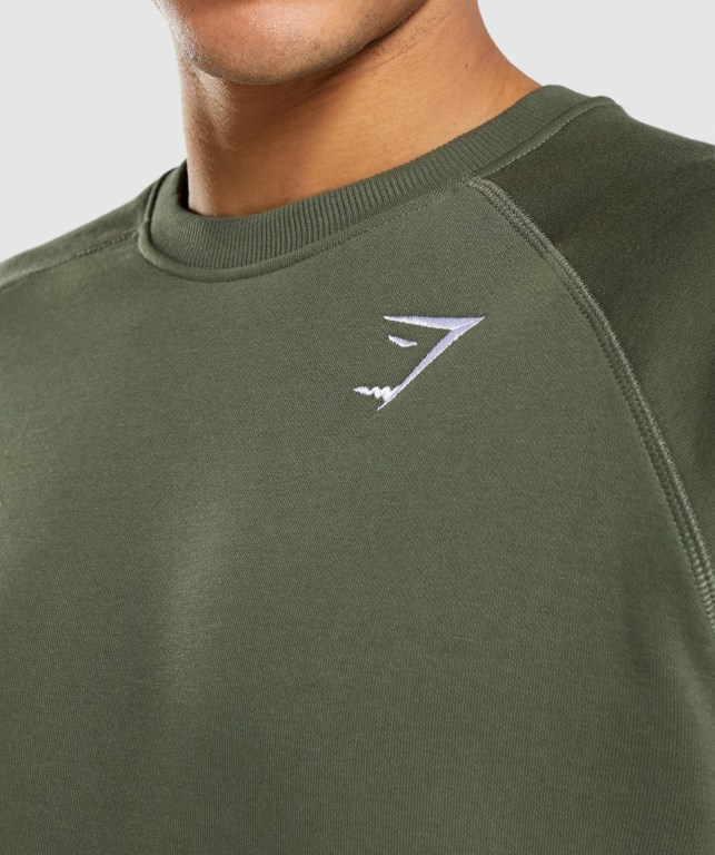 Pullover Gymshark Crest Sweatshirt Hombre Verde Oliva | lIzkCeS3Vyk