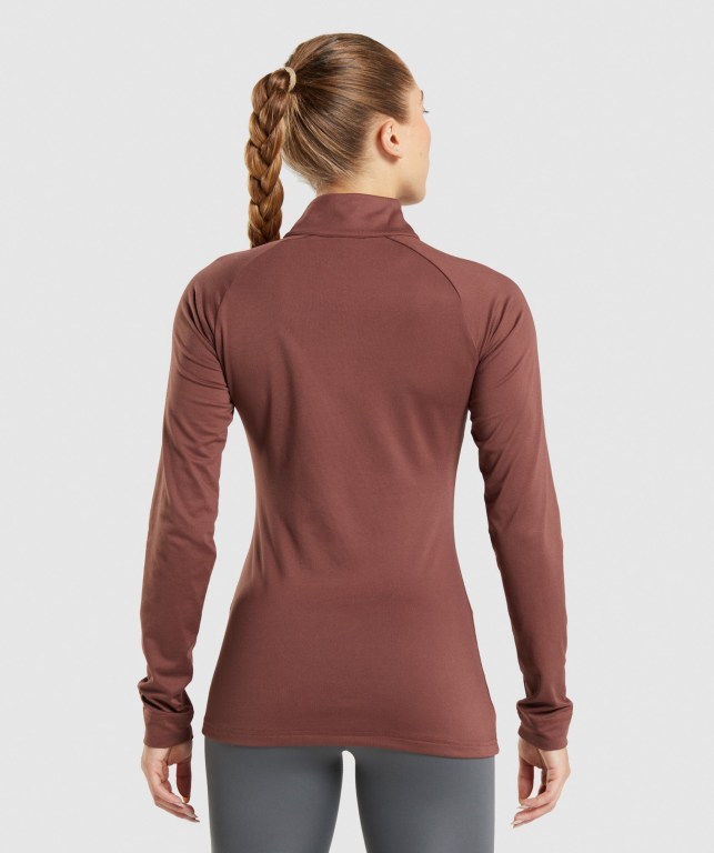 Pullover Gymshark Entrenamiento 1/4 Zip Mujer Rosas Marrom | DwCRH6MJp6j