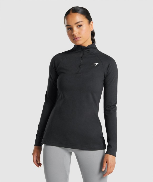 Pullover Gymshark Entrenamiento 1/4 Zip Mujer Negros | Ed6dGyU6L3F