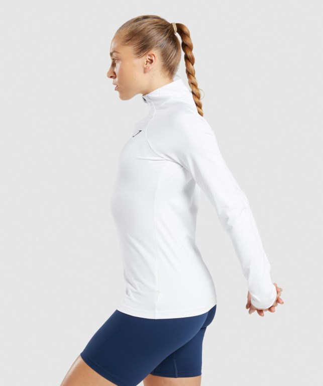 Pullover Gymshark Entrenamiento 1/4 Zip Mujer Blancos | IajXx22YuHH