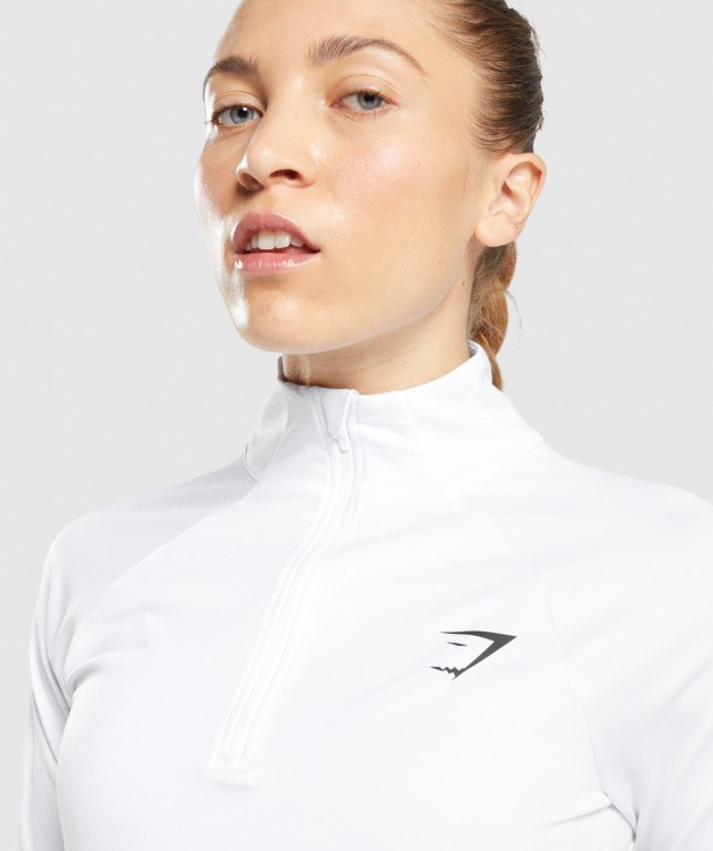 Pullover Gymshark Entrenamiento 1/4 Zip Mujer Blancos | IajXx22YuHH