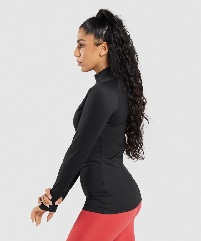 Pullover Gymshark Entrenamiento 1/4 Zip Mujer Negros | eHf9Urdg5Q5