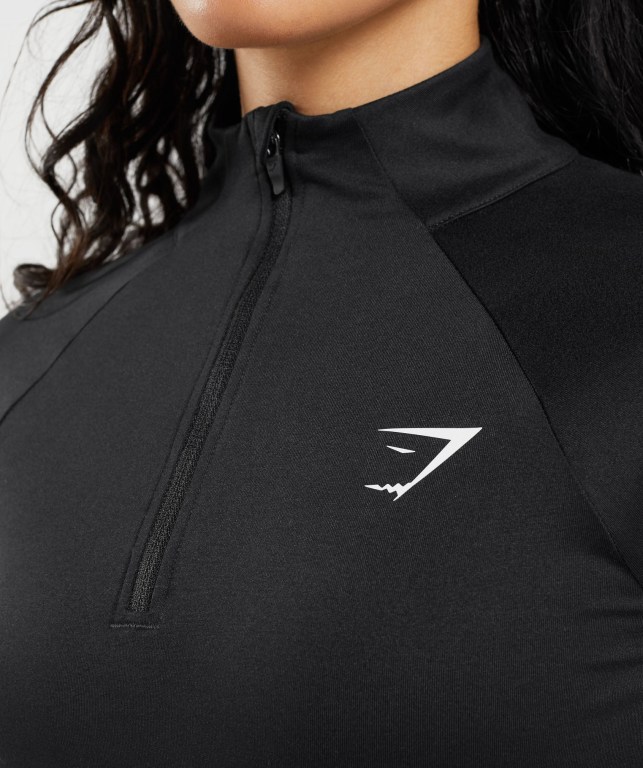 Pullover Gymshark Entrenamiento 1/4 Zip Mujer Negros | eHf9Urdg5Q5