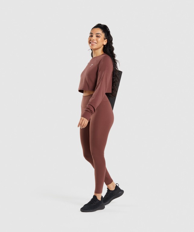 Pullover Gymshark Entrenamiento Cropped Sueter Mujer Rosas Marrom | 1u1BAh5PEuZ