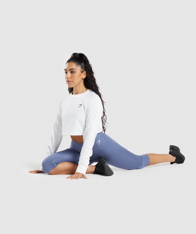 Pullover Gymshark Entrenamiento Cropped Sueter Mujer Blancos | KMwKryZibnm