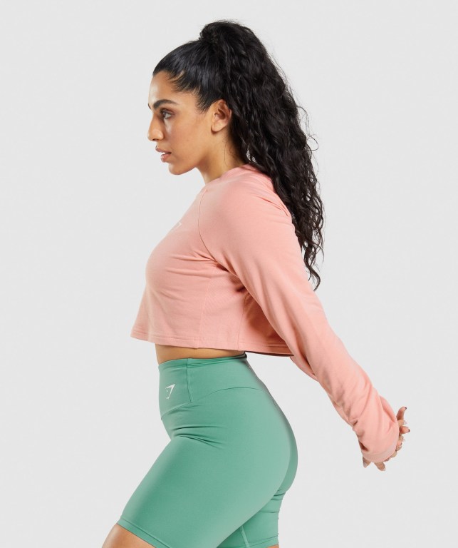 Pullover Gymshark Entrenamiento Cropped Sueter Mujer Rosas | NtlqqkeZtJR