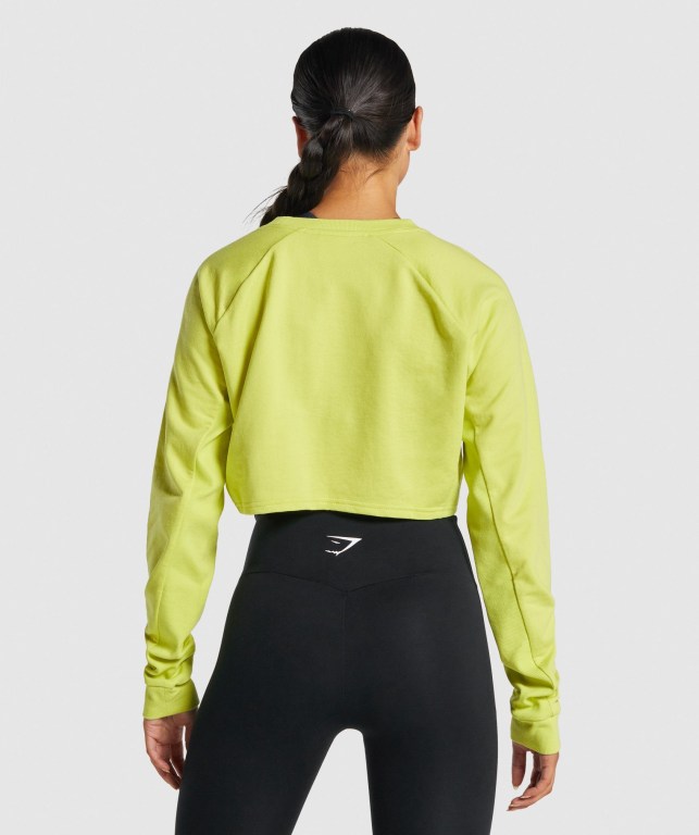 Pullover Gymshark Entrenamiento Cropped Sueter Mujer Amarillos | PPMFpQuCOB4