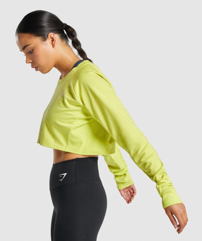 Pullover Gymshark Entrenamiento Cropped Sueter Mujer Amarillos | PPMFpQuCOB4