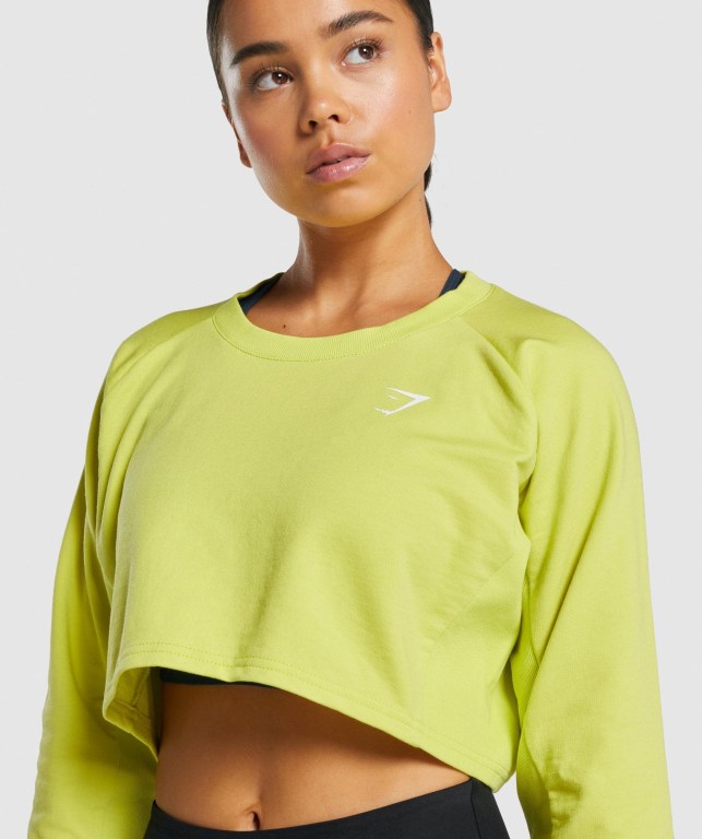 Pullover Gymshark Entrenamiento Cropped Sueter Mujer Amarillos | PPMFpQuCOB4