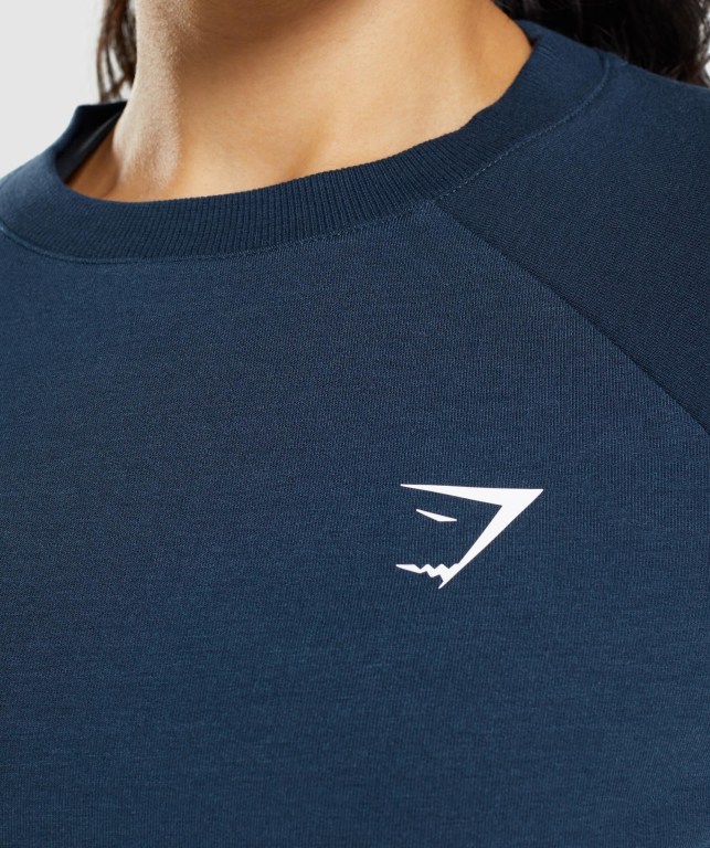 Pullover Gymshark Entrenamiento Cropped Sueter Mujer Azul Marino | YF2hHqAN7Vu