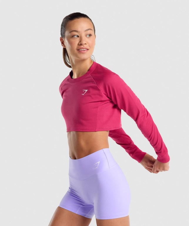 Pullover Gymshark Entrenamiento Cropped Sueter Mujer Rosas | ZMf4uzE2FGy