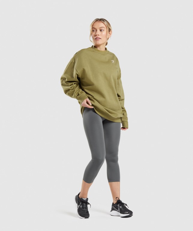 Pullover Gymshark Entrenamiento Oversized Sweatshirt Mujer Verdes | 3cJjzaF12ha