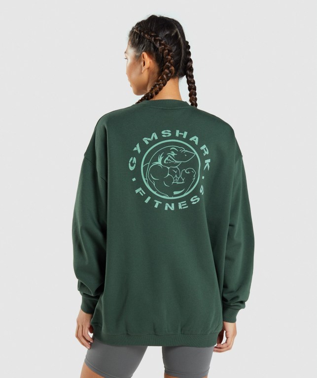 Pullover Gymshark Legacy Graphic Sweatshirt Mujer Verdes Oscuro | 4xs1C6JdqVi