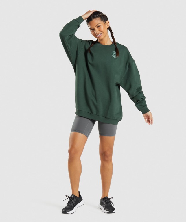 Pullover Gymshark Legacy Graphic Sweatshirt Mujer Verdes Oscuro | 4xs1C6JdqVi