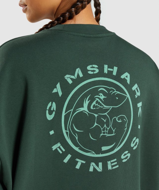 Pullover Gymshark Legacy Graphic Sweatshirt Mujer Verdes Oscuro | 4xs1C6JdqVi