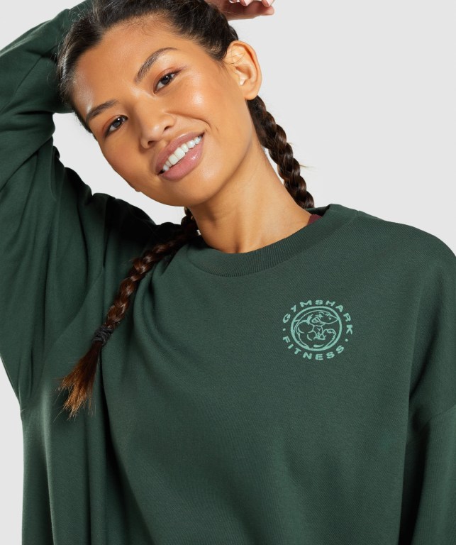 Pullover Gymshark Legacy Graphic Sweatshirt Mujer Verdes Oscuro | 4xs1C6JdqVi