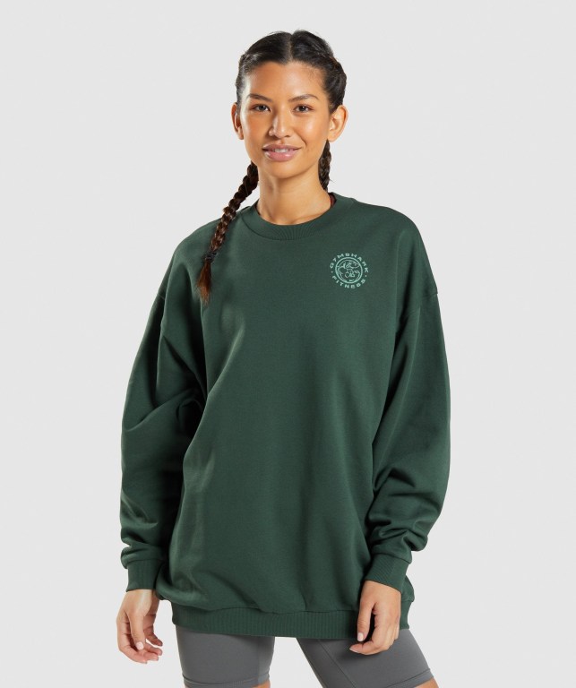 Pullover Gymshark Legacy Graphic Sweatshirt Mujer Verdes Oscuro | 4xs1C6JdqVi