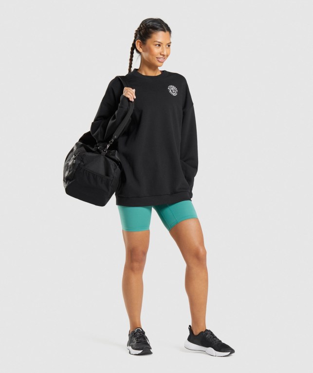 Pullover Gymshark Legacy Graphic Sweatshirt Mujer Negros | Zqi9Ihz1eGD