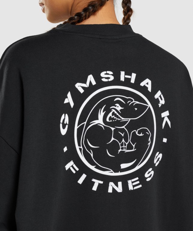 Pullover Gymshark Legacy Graphic Sweatshirt Mujer Negros | Zqi9Ihz1eGD