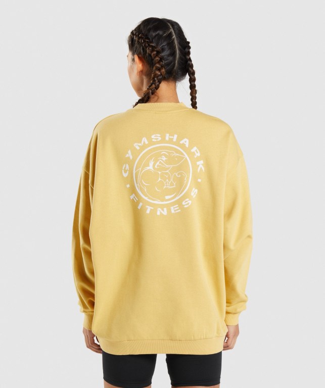 Pullover Gymshark Legacy Graphic Sweatshirt Mujer Amarillos | f2kZwwjmU3e