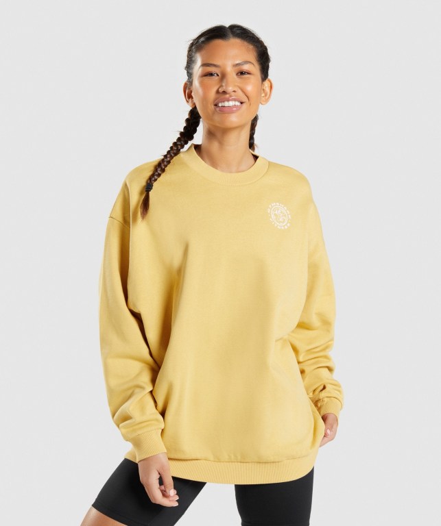 Pullover Gymshark Legacy Graphic Sweatshirt Mujer Amarillos | f2kZwwjmU3e