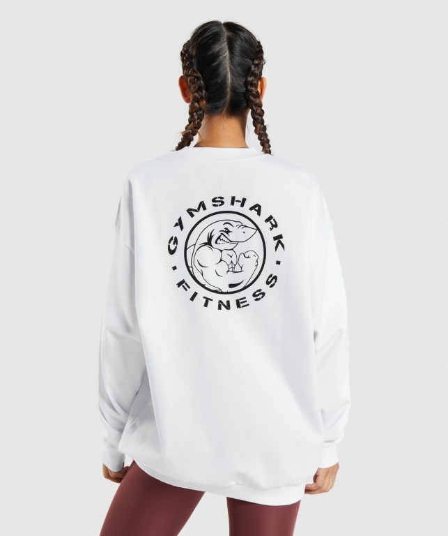 Pullover Gymshark Legacy Graphic Sweatshirt Mujer Blancos | yderHaCkJu6