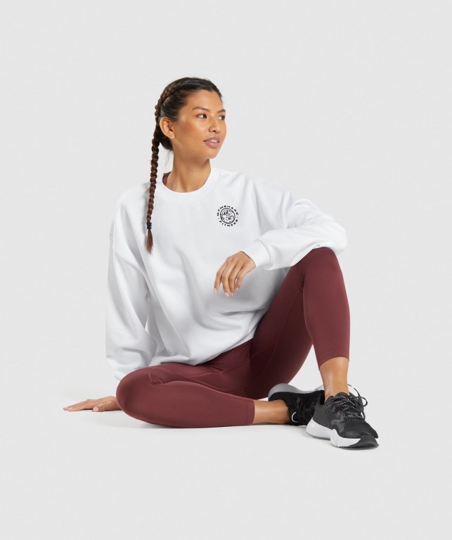 Pullover Gymshark Legacy Graphic Sweatshirt Mujer Blancos | yderHaCkJu6