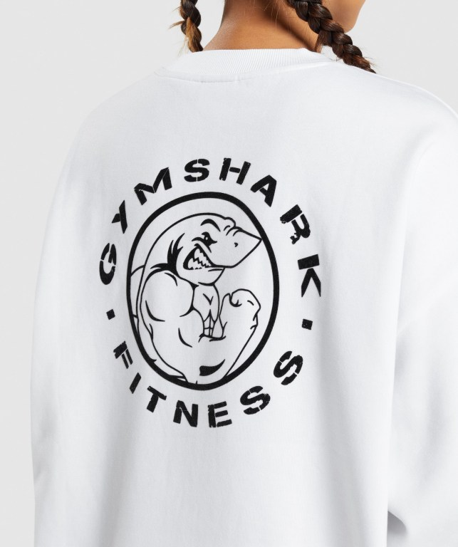 Pullover Gymshark Legacy Graphic Sweatshirt Mujer Blancos | yderHaCkJu6