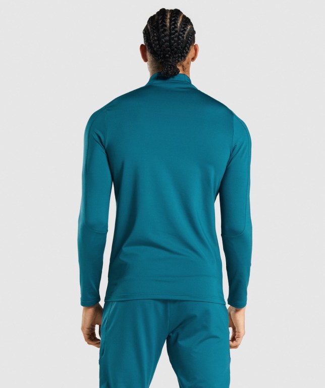 Pullover Gymshark Regulate 1/4 Zip Hombre Turquesa | G4NhYfj3NOg