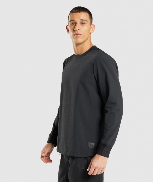 Pullover Gymshark Retake Crew Hombre Negros | CWrLi8sJfQU