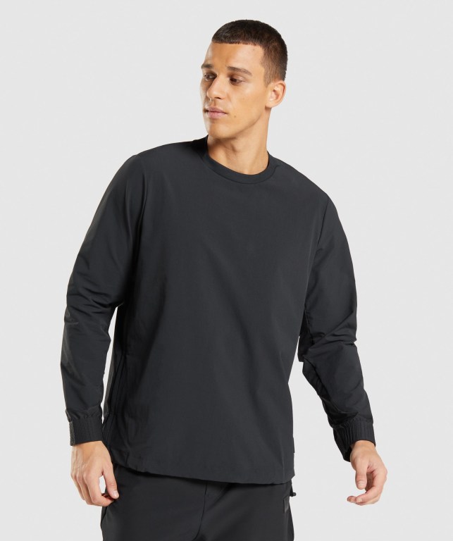 Pullover Gymshark Retake Crew Hombre Negros | CWrLi8sJfQU