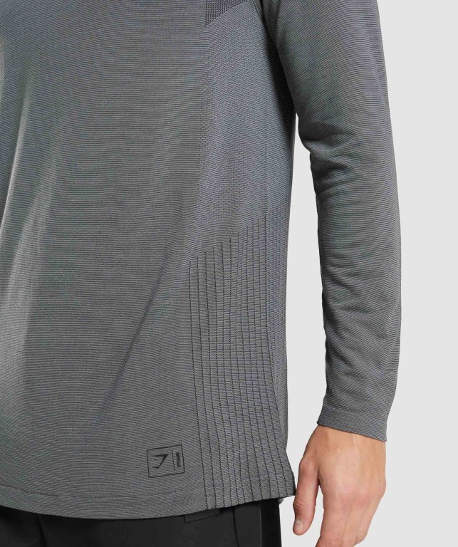 Pullover Gymshark Retake Seamless 1/4 Zip Hombre Negros Grises | JHAJD4C49uW